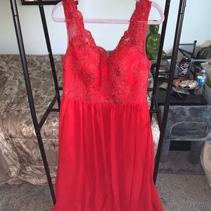 Coco melody red embroidered dress